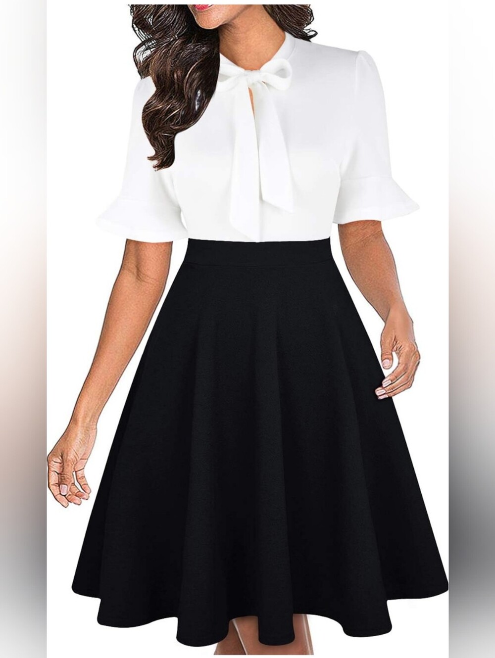 RANPHEE Dress With Blank & White Ruffle Sleeves (Small Size 2-4)